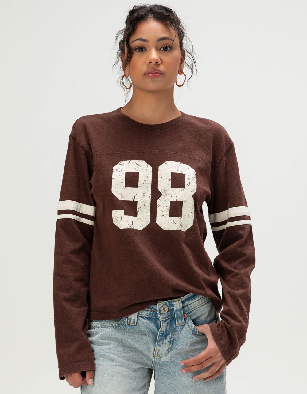 BDG Urban Outfitters Sporty 98 Womens Long Sleeve Relaxed Tee - BROWN