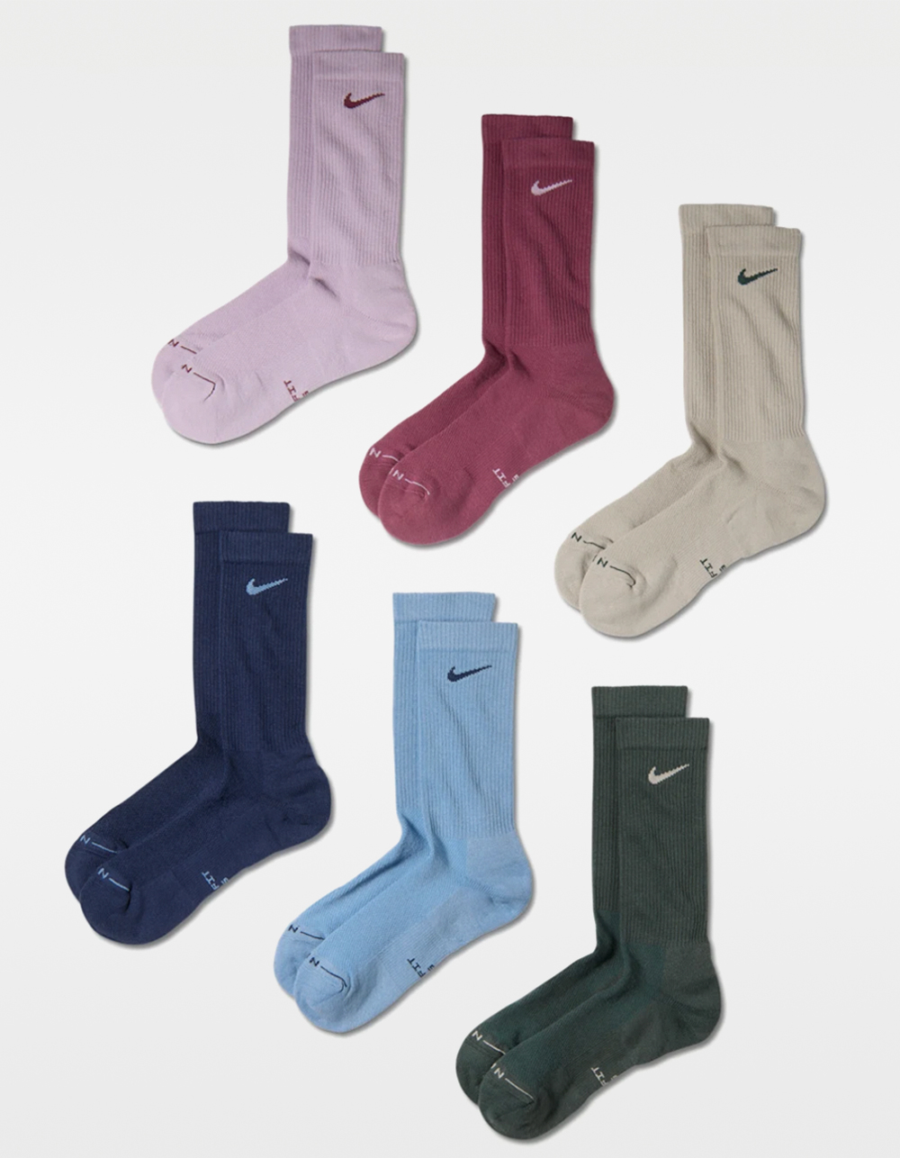 NIKE Everyday Elevated 6 Pack Mens Crew Socks - PINK COMBO