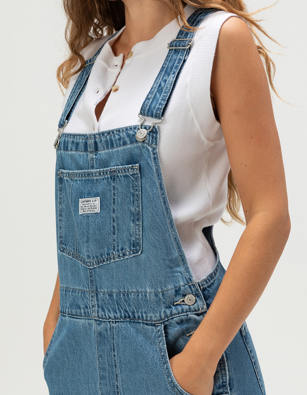 LEVI'S Vintage Denim Womens Overalls - Chill Day MEDIUM INDIGO