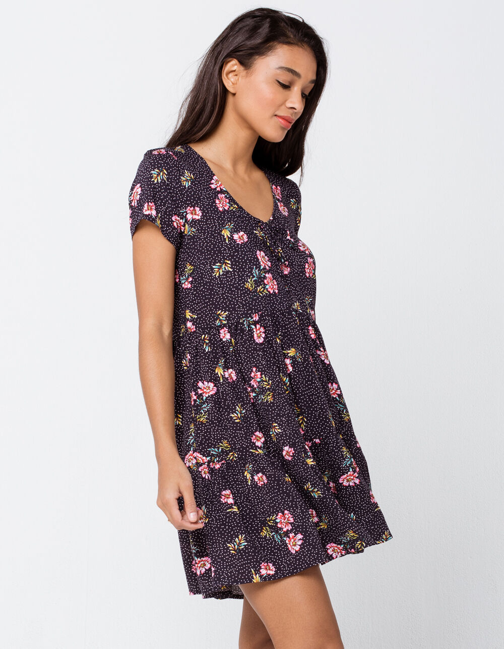 OTHERS FOLLOW Lily Babydoll Dress BLACK COMBO Tillys