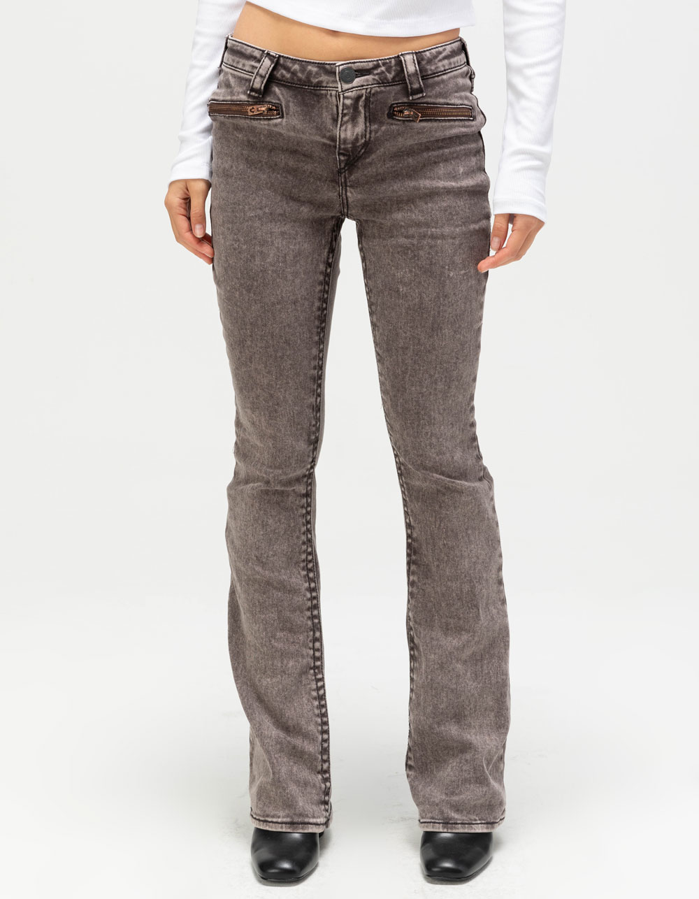 TRUE RELIGION Becca Mid Rise Big T Womens Bootcut Jeans - WASHED BLACK