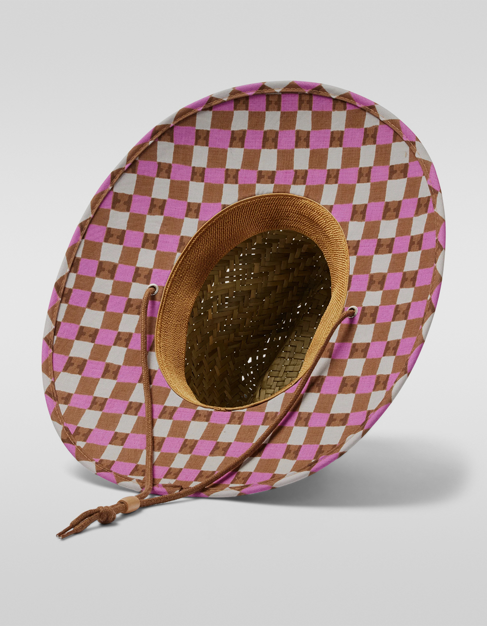 HEMLOCK HAT CO. Pink Check Lifeguard Straw Hat - NATURAL