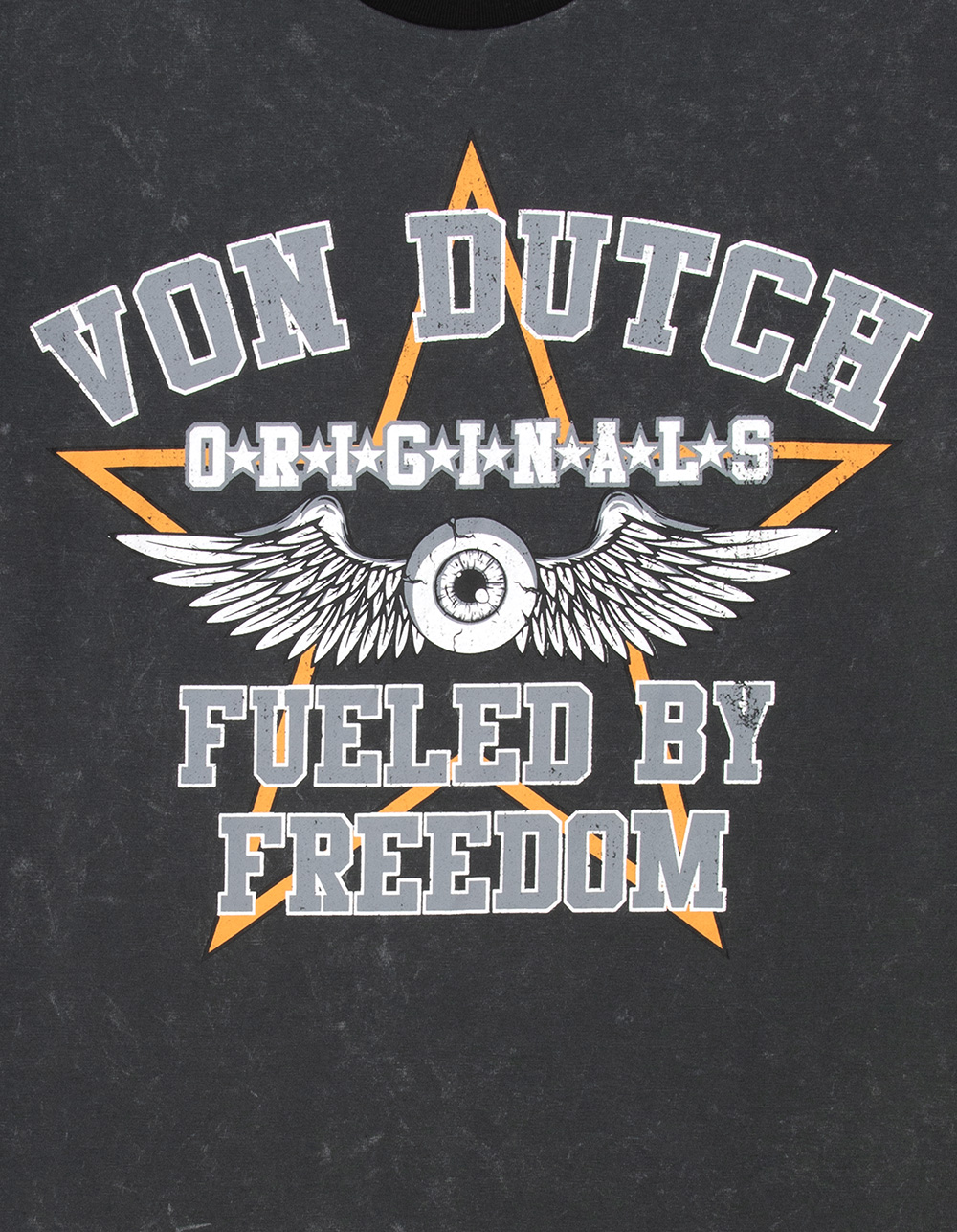 VON DUTCH Originals Mens Ringer Tee - WASHED BLACK
