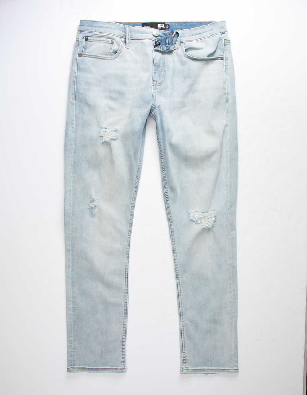 RSQ Mens Slim Taper Destroyed Light Vintage Jeans image number 0