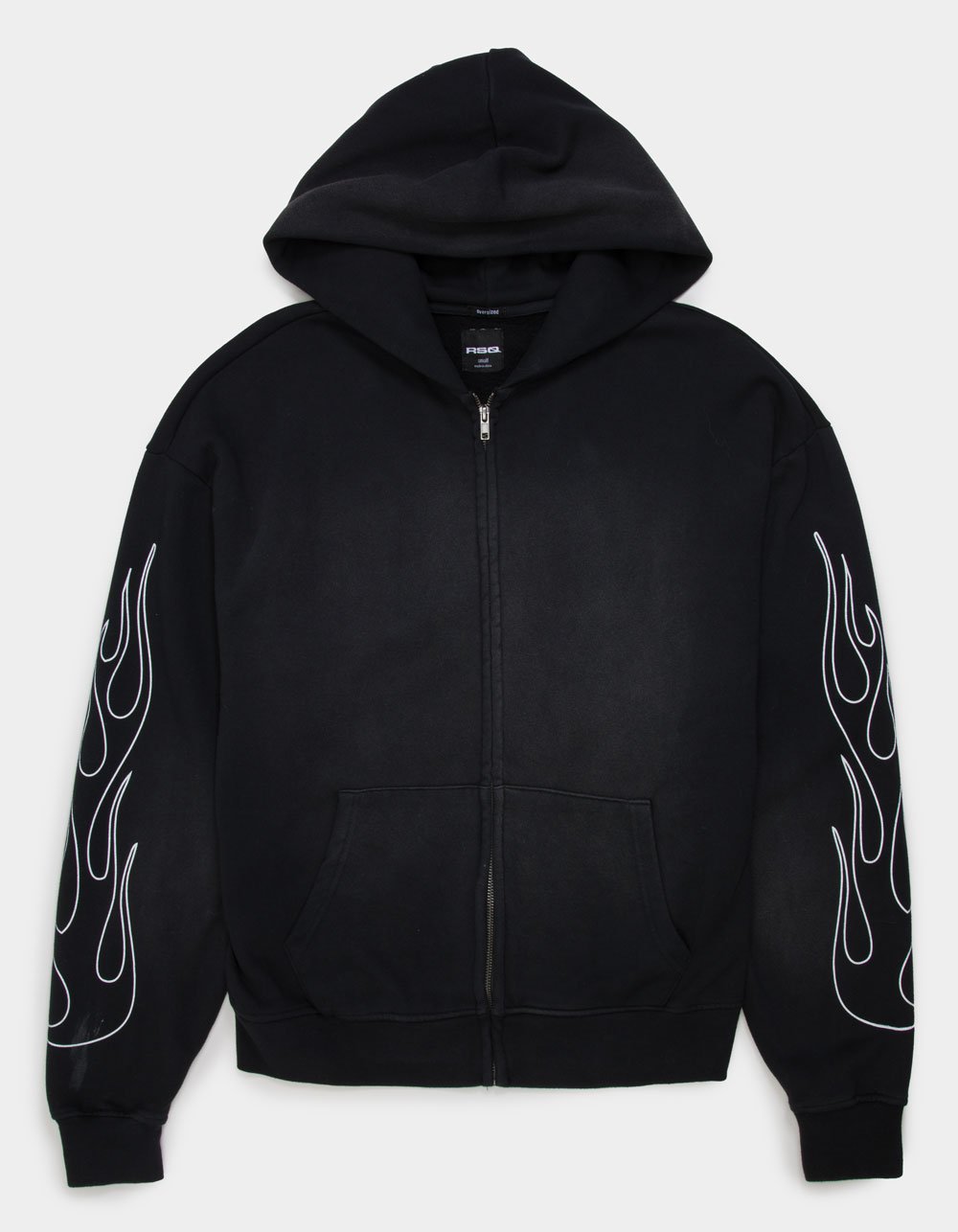 RSQ Mens Oversized Zip-Up Hoodie - BLACK
