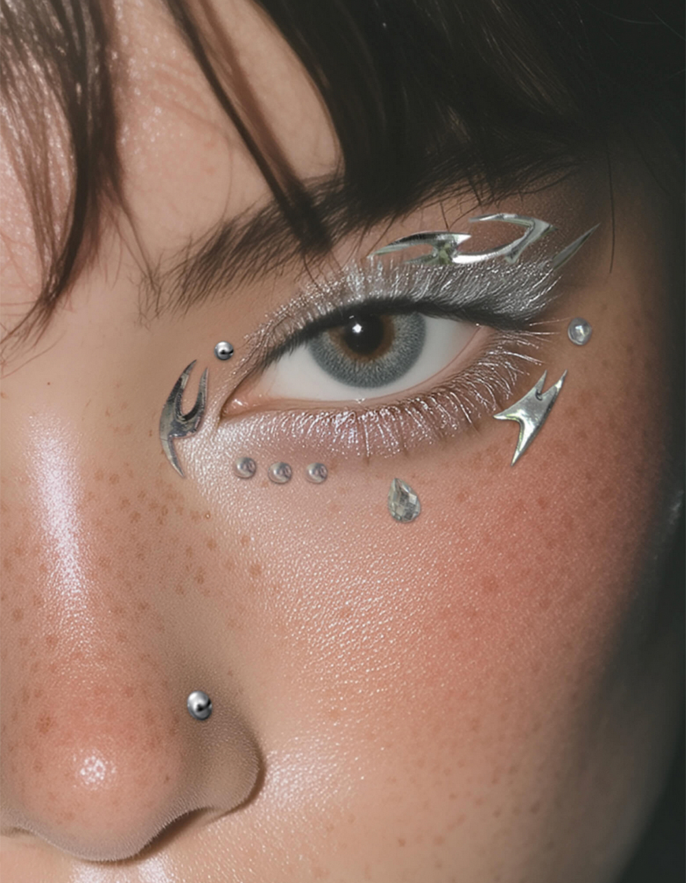 NEVER HAVE I EVER Chromed Out Face Adornments - SILVER