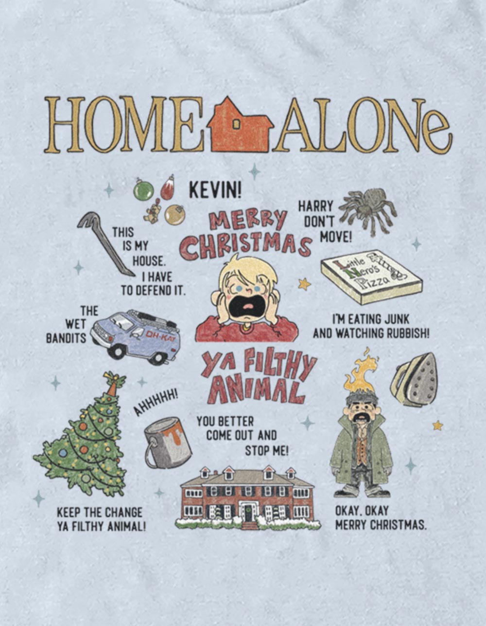 HOME ALONE Icons Unisex Tee - LIGHT BLUE