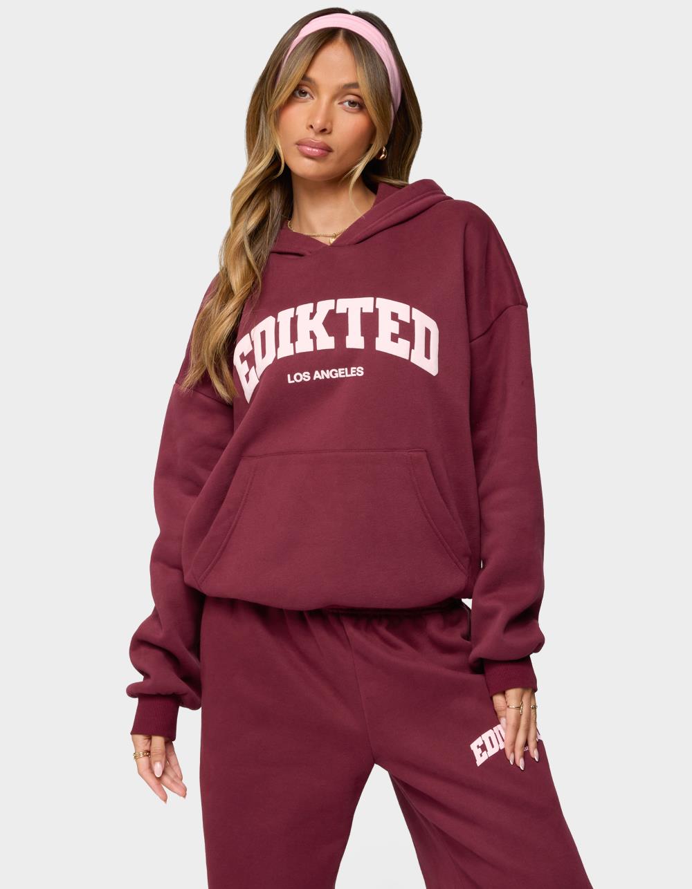 Edikted LA Hoodie - DK RED