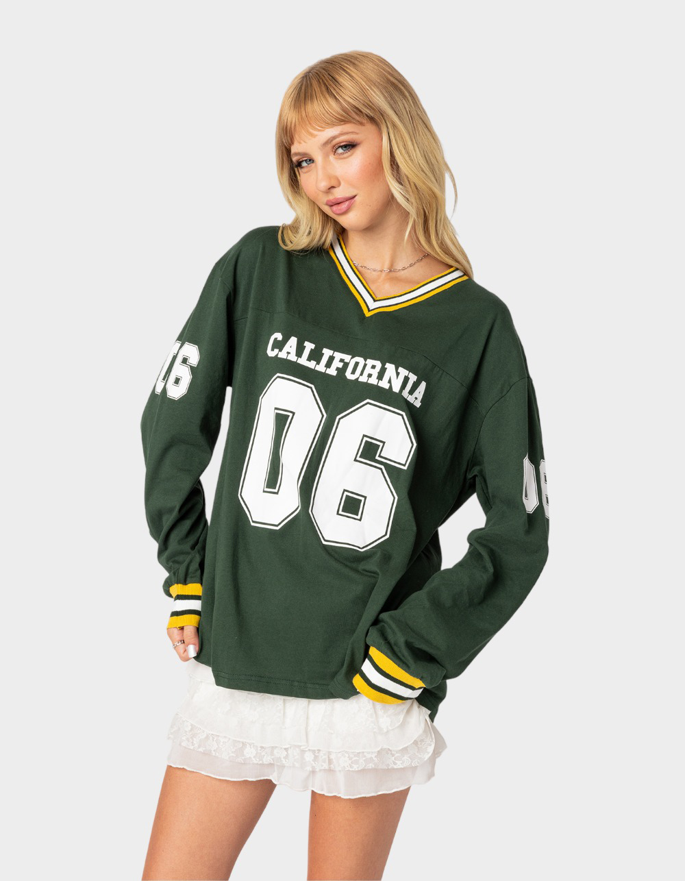 EDIKTED Cali Oversized Womens Baseball Tee GREEN Tillys