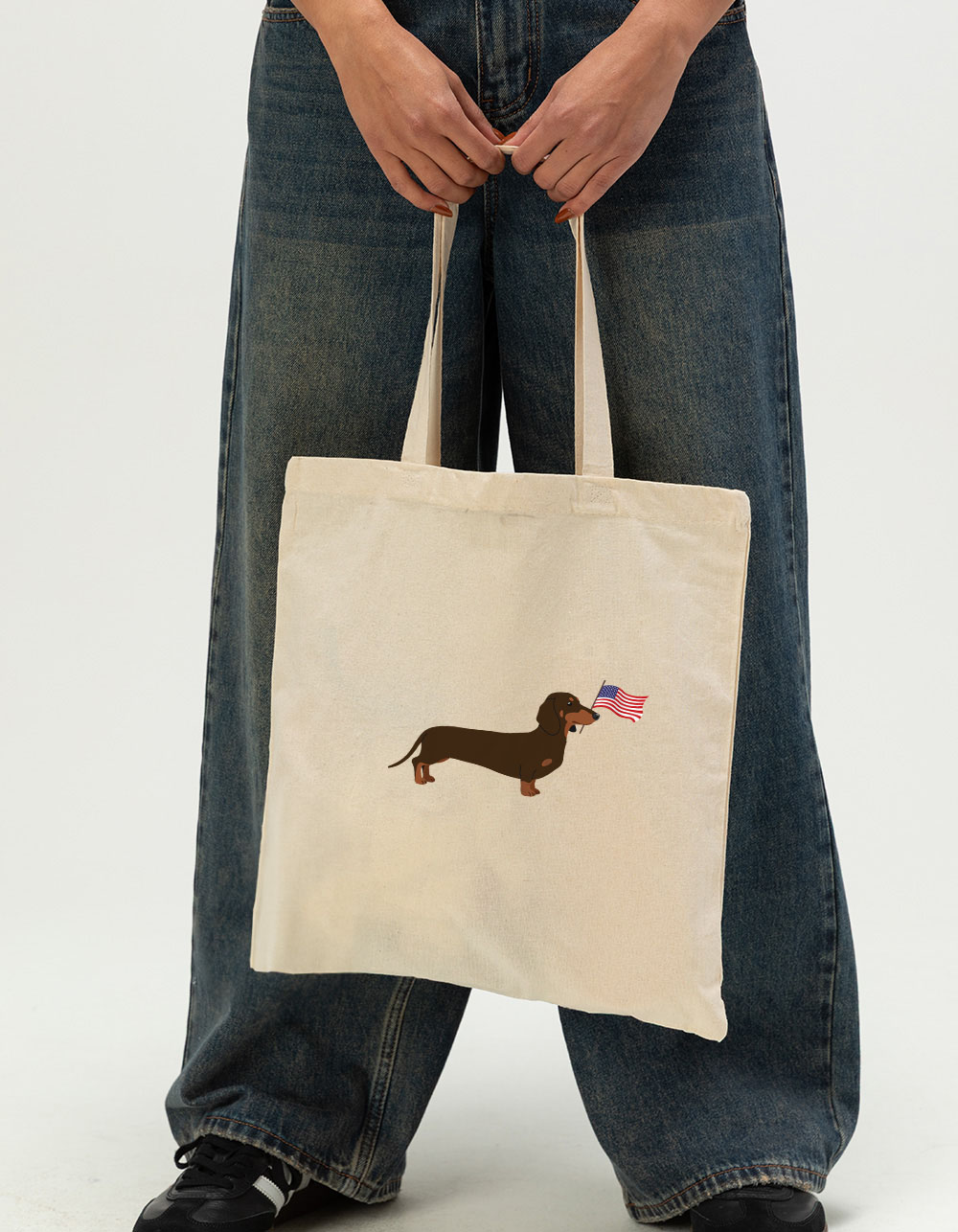 DACHSHUND Flag Tote Bag - NATURAL