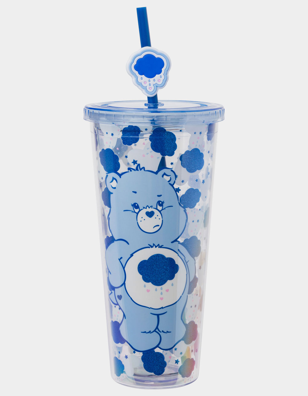 CARE BEARS Grumpy Bear Glitter 24 oz Cold Cup with Lid and Straw - BLUE COMBO