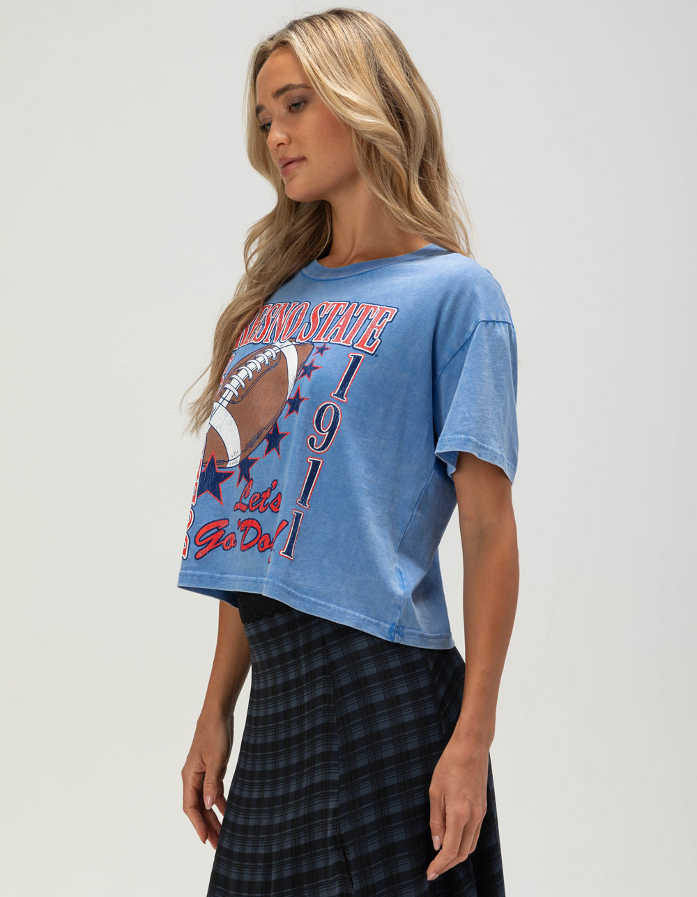 CHICKA-D Fresno State Short 'n Sweet Womens Crop Tee - BLUE