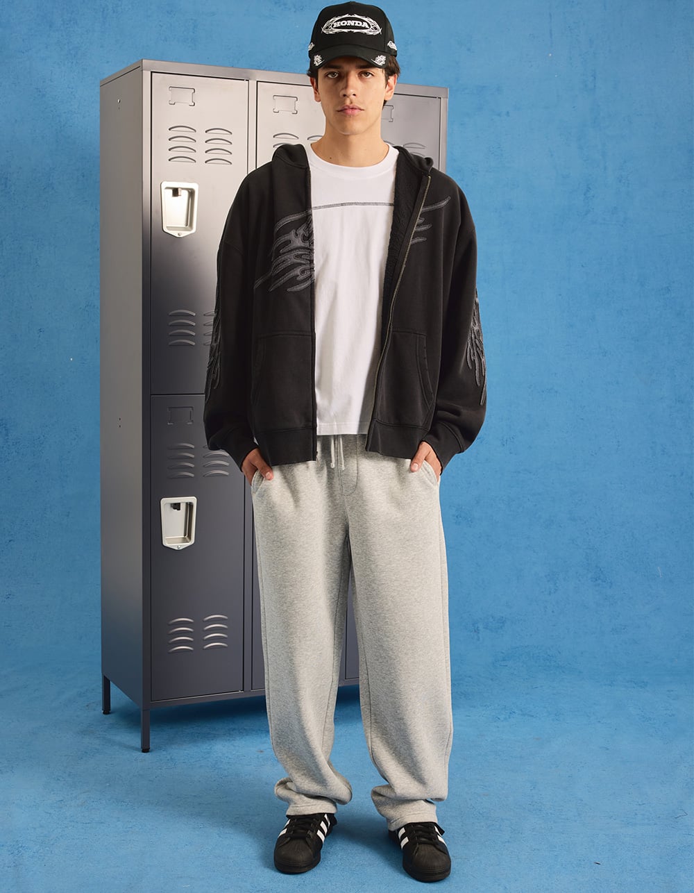 RSQ Mens Zip-Up Hoodie - WASHED BLACK