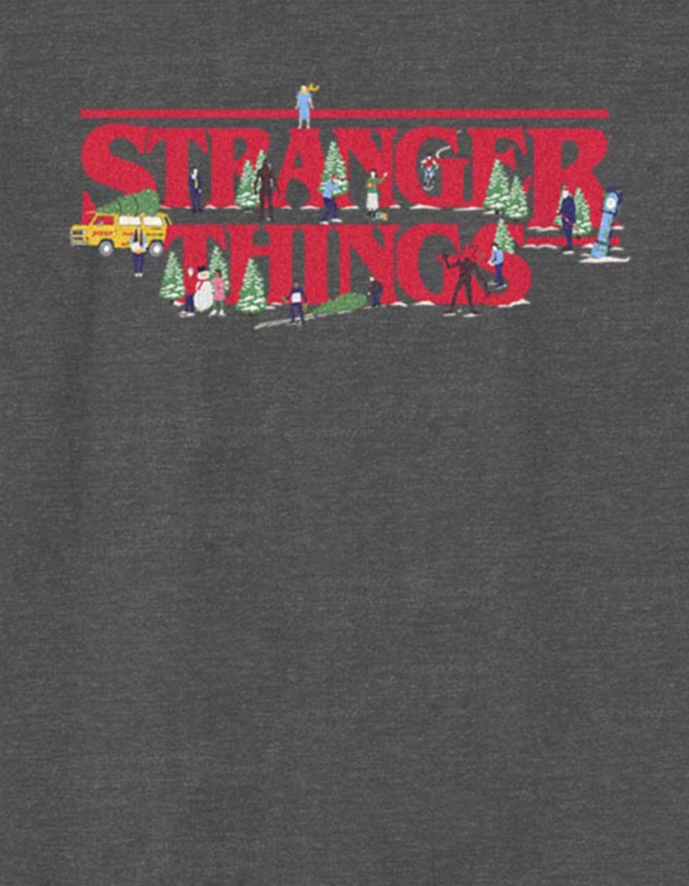 STRANGER THINGS Christmas Scene Unisex Kids Tee - CHARCOAL