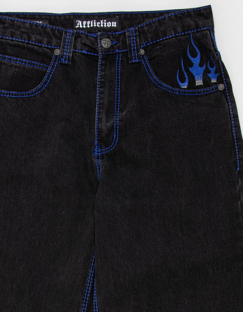 AFFLICTION Flameful Faith Mens Wide Leg Jeans - RINSE