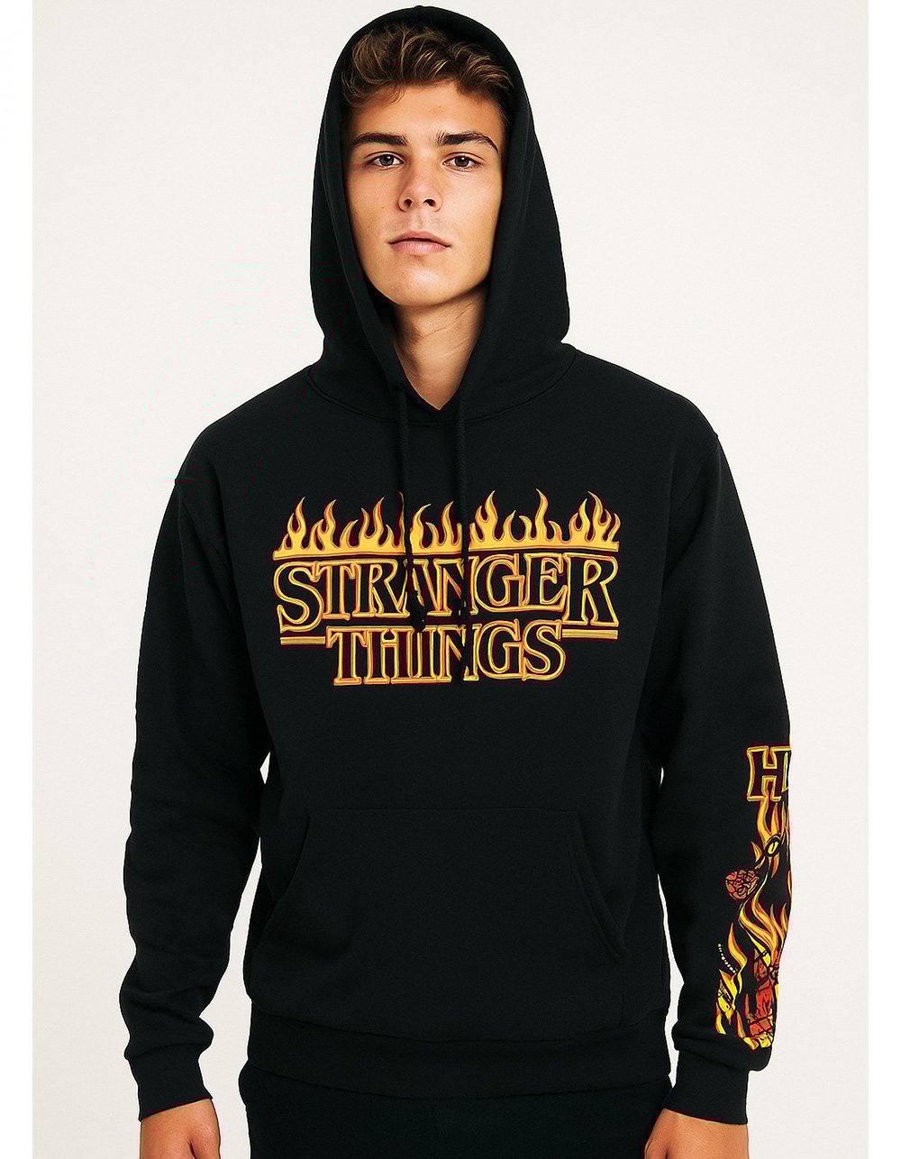 STRANGER THINGS Mens Hoodie - BLACK