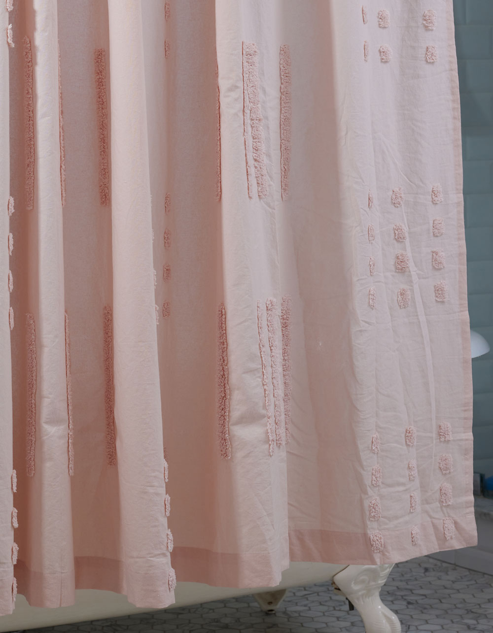 Tufted Shower Curtain - BLUSH