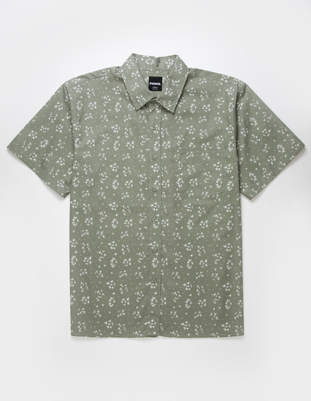 RSQ Mens Ditsy Print Poplin Button Up Shirt - SAGE