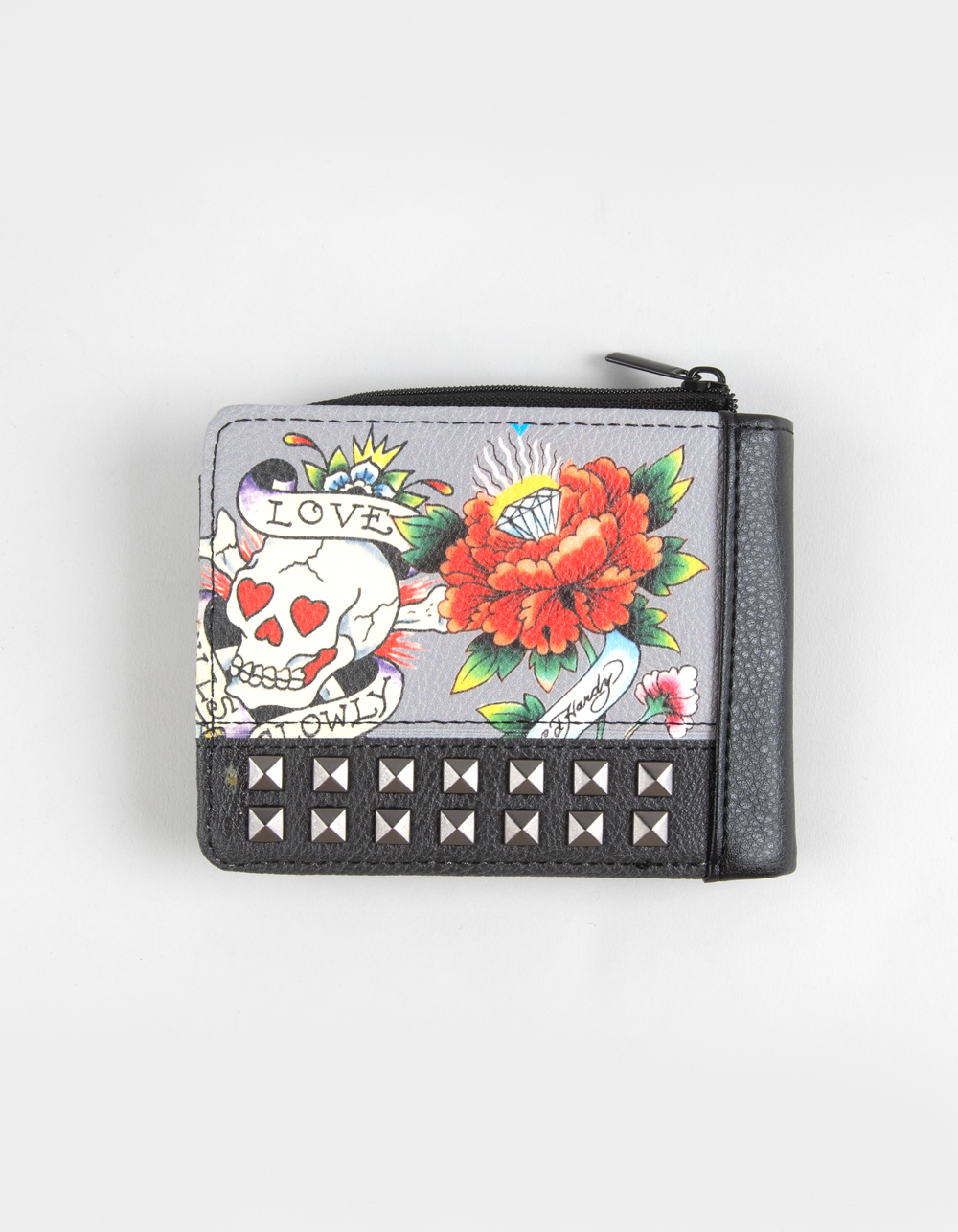 ED HARDY Pyramid Stud Snap Wallet - MULTI