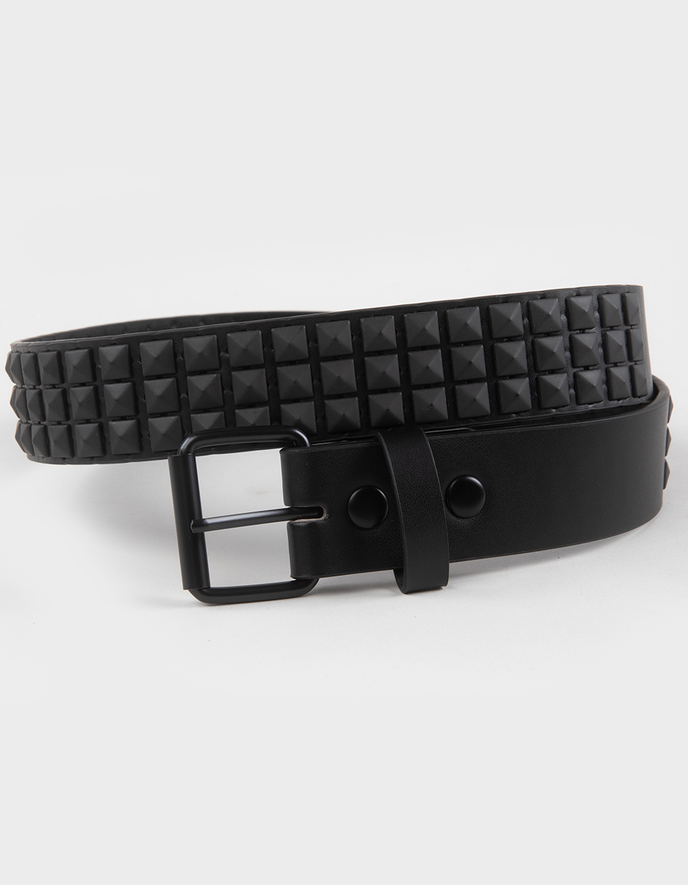 3 Row Pyramids Mens Belt - BLACK