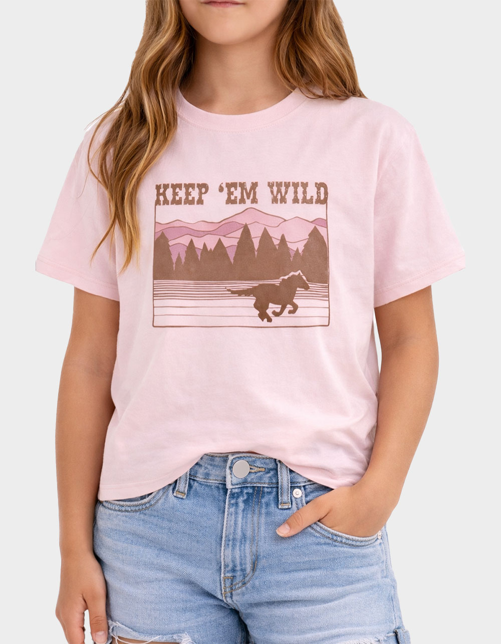 PRINCE PETER Keep Em Wild Girls Tee - BABY PINK