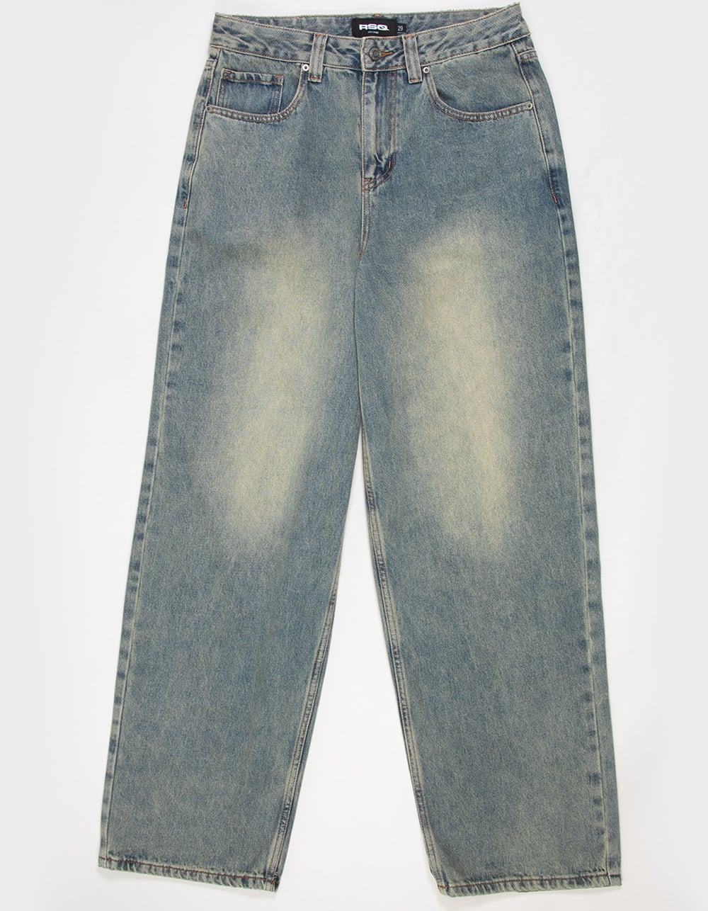 RSQ Mens Embroidered Extra Baggy Jeans - IODINE