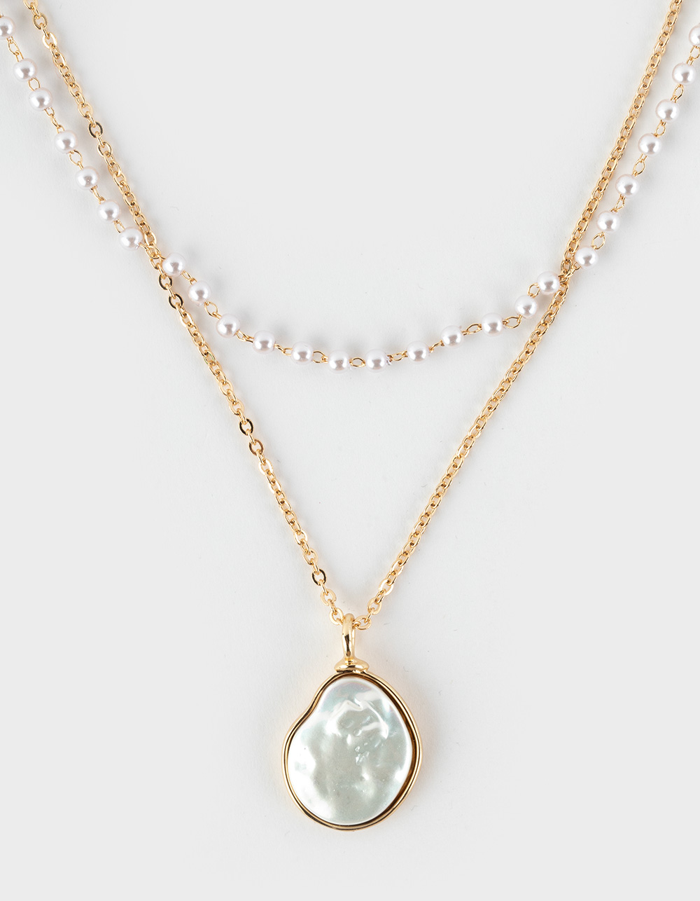 FULL TILT Layered Pearl Necklace - GOLD