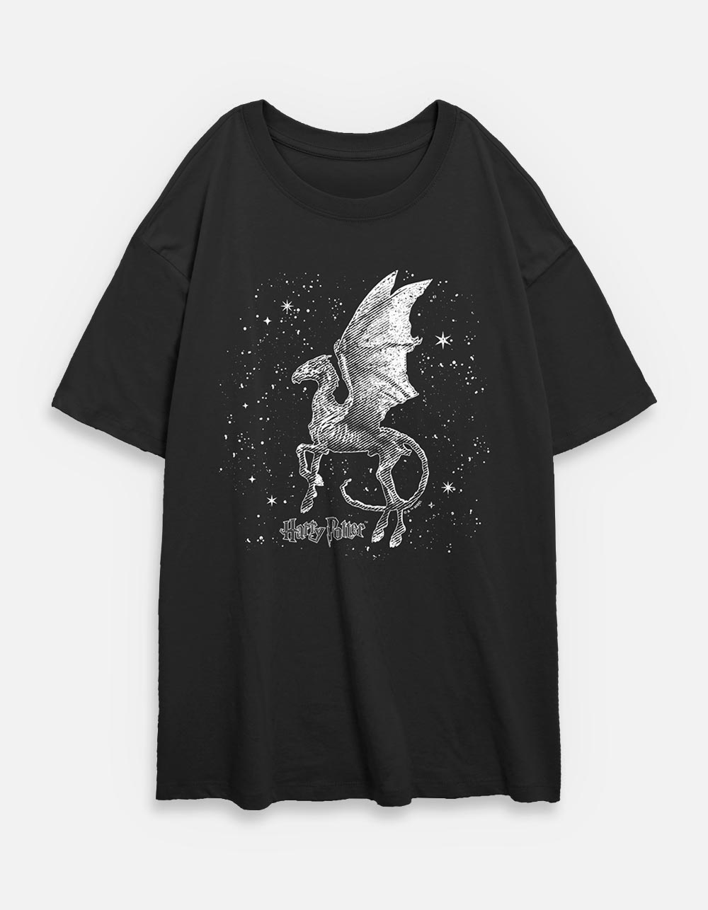 HARRY POTTER Thestral Moon Womens Oversized Tee - BLACK
