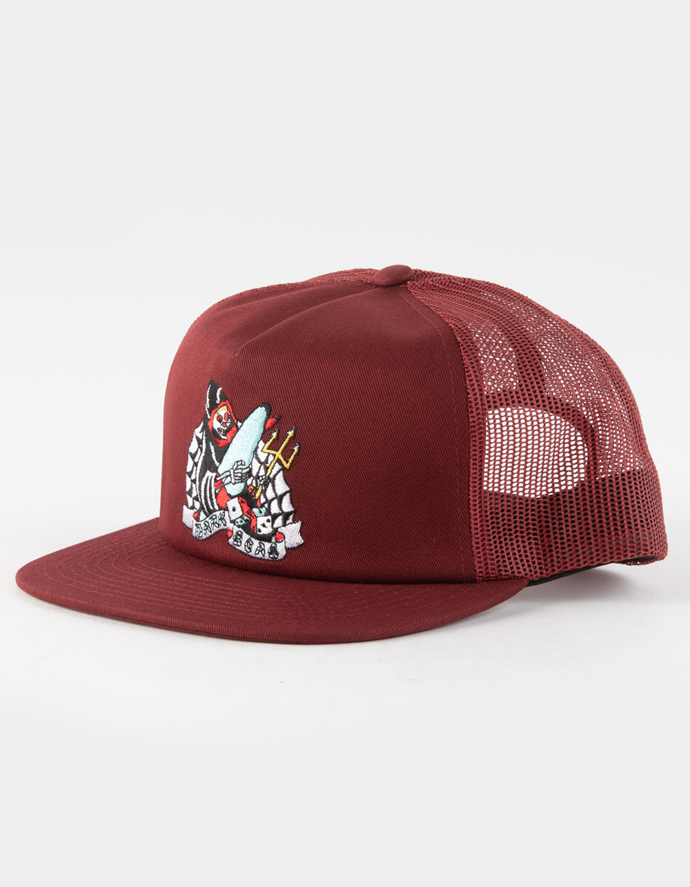 DARK SEAS Santa Muerte Mens Trucker Hat - BURGUNDY | Tillys