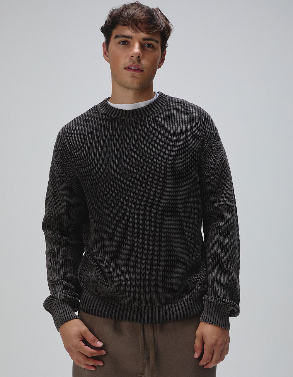 RSQ Mens Washed Crewneck Sweater - BLACK
