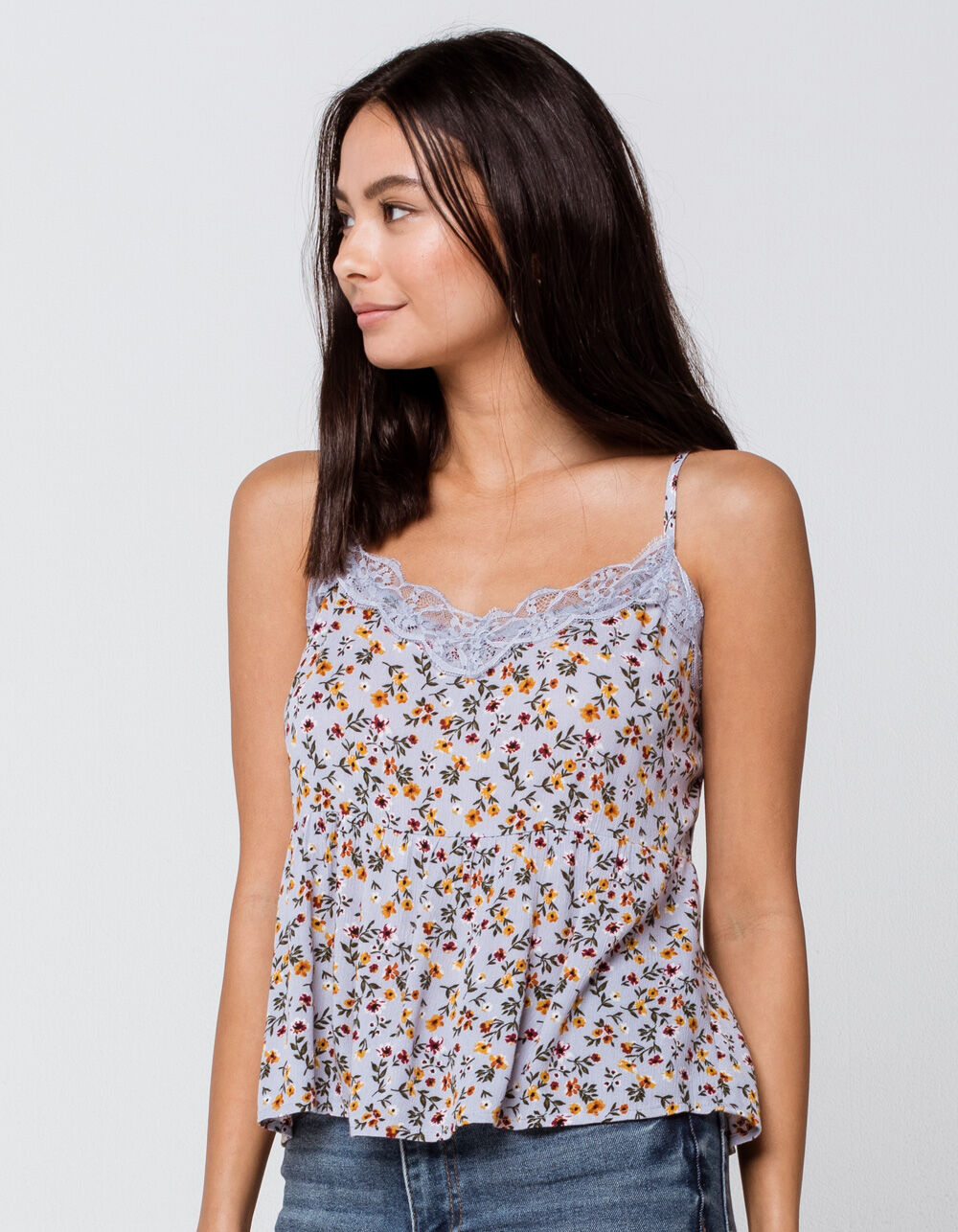RSQ Ditsy Lace Womens Babydoll Cami - BLUE COMBO | Tillys