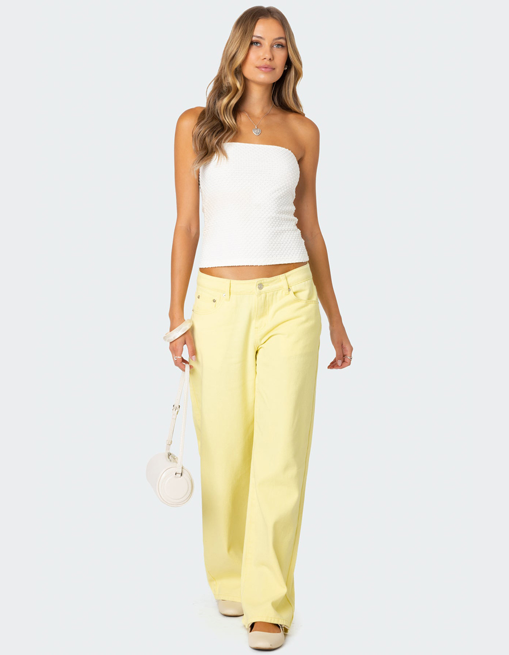 EDIKTED Roman Low Rise Slouchy Jeans - YELLOW