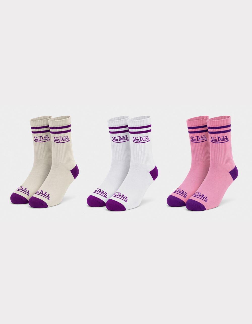 VON DUTCH Originals 3 Pack Womens Quarter Crew Socks - MULTI