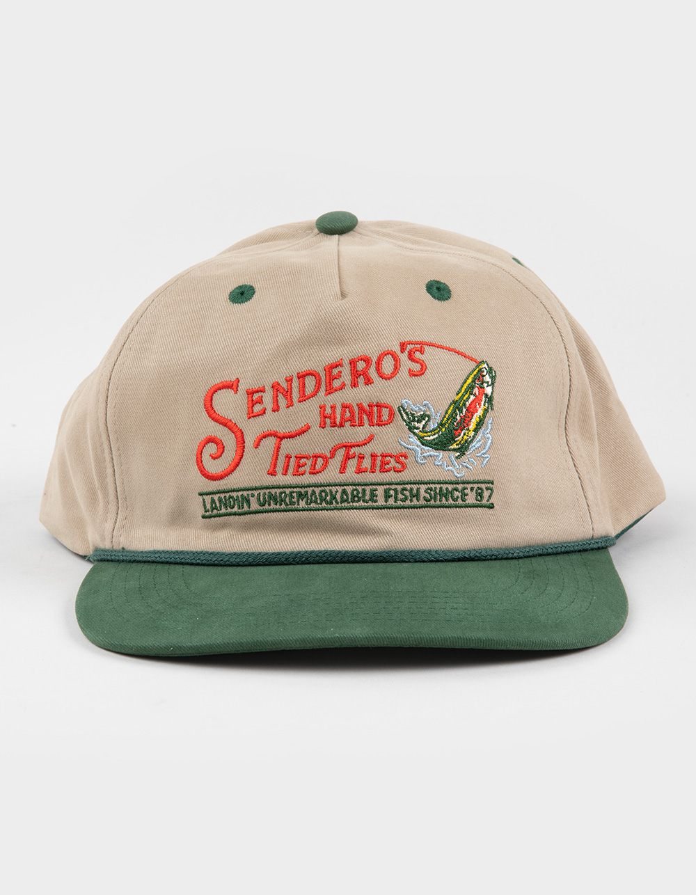 SENDERO PROVISIONS CO. Hand Tied Flies 5 Panel Snapback Hat - TAN COMBO