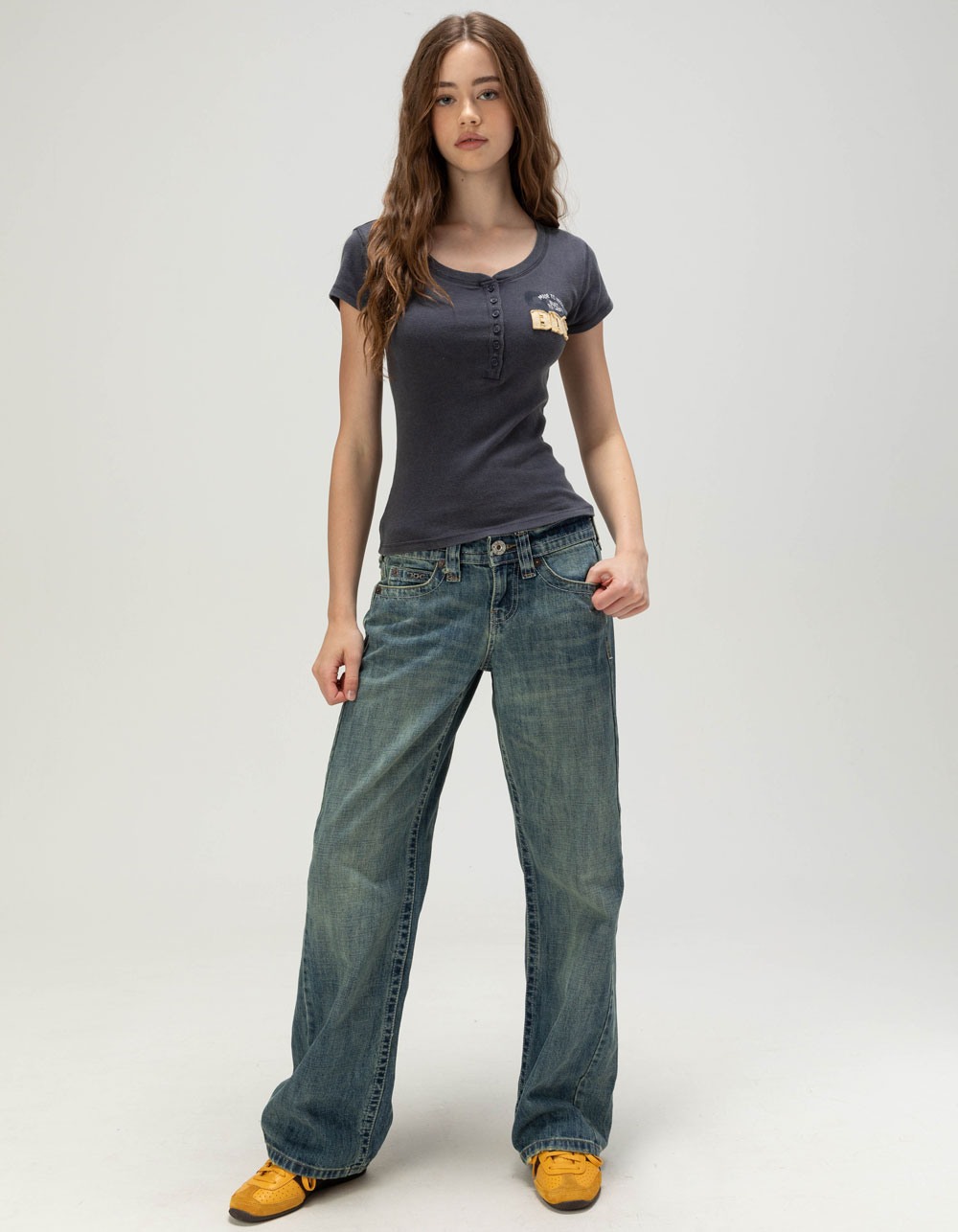 BDG Urban Outfitters Womens Henley Tee - NAVY