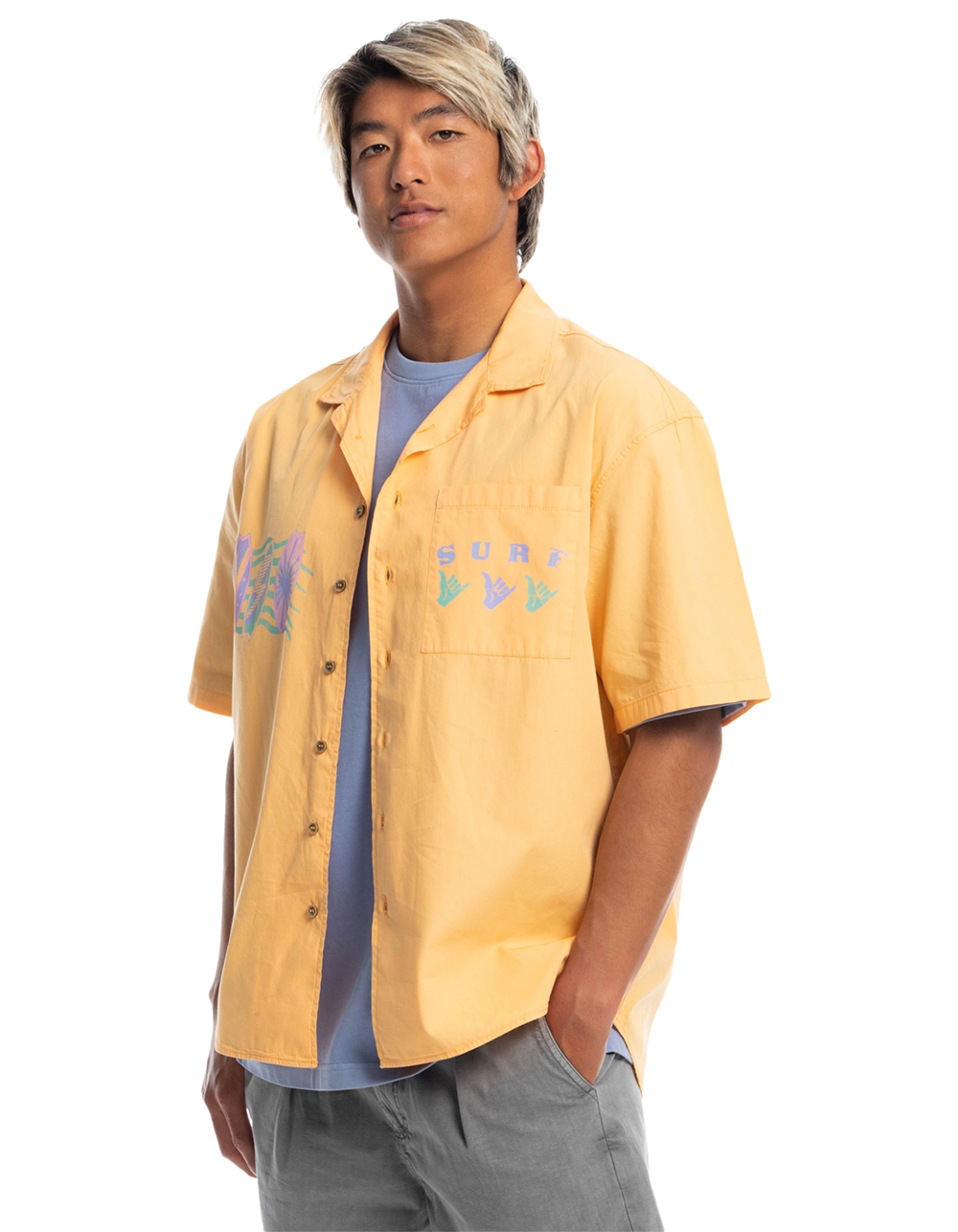QUIKSILVER x Stranger Things The Mike Tourist Mens Button Up Shirt - ORANGE