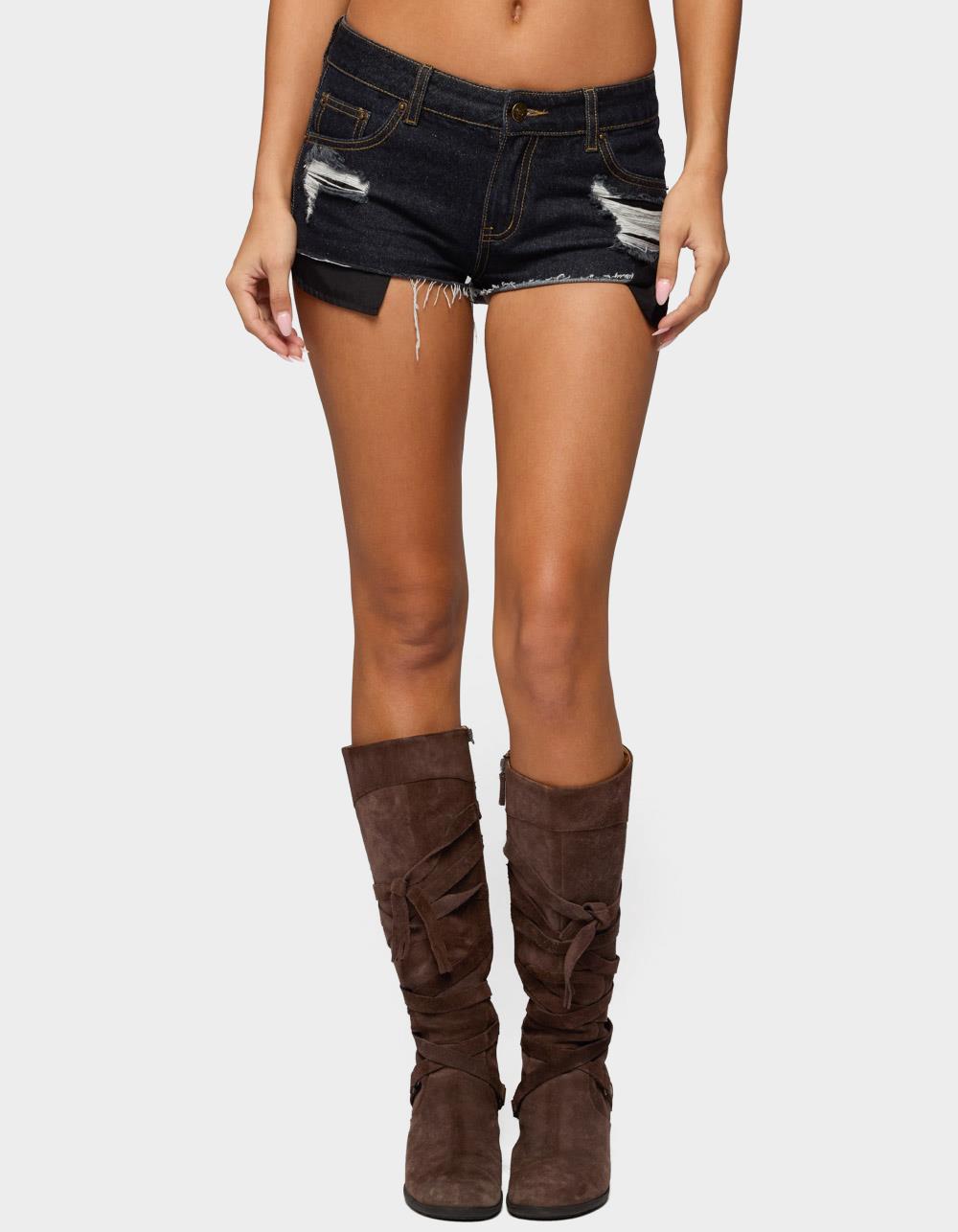 EDIKTED Devin Low Rise Micro Denim Shorts