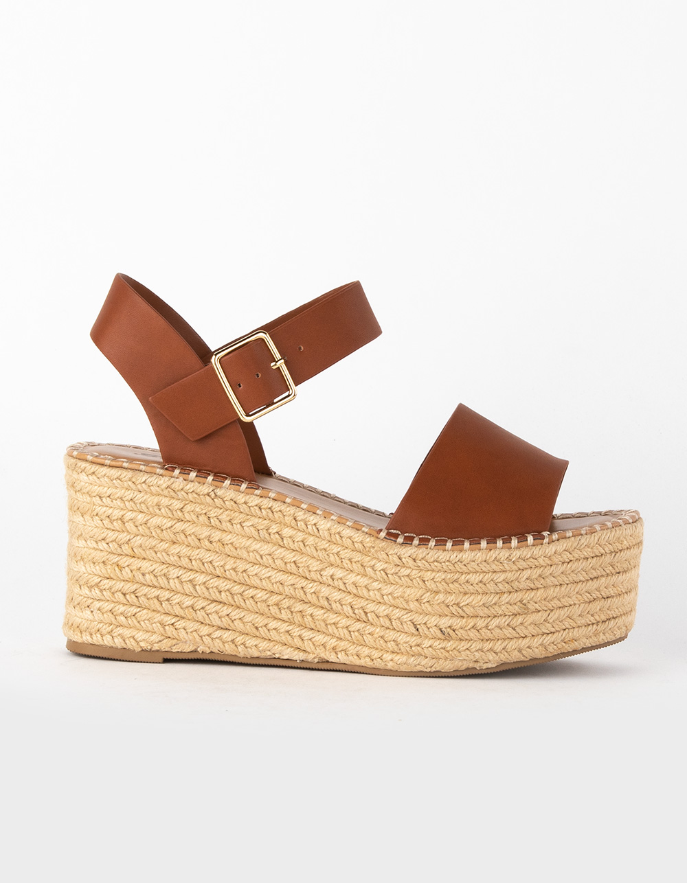 SODA Ankle Strap Womens Espadrille Heels - TAN