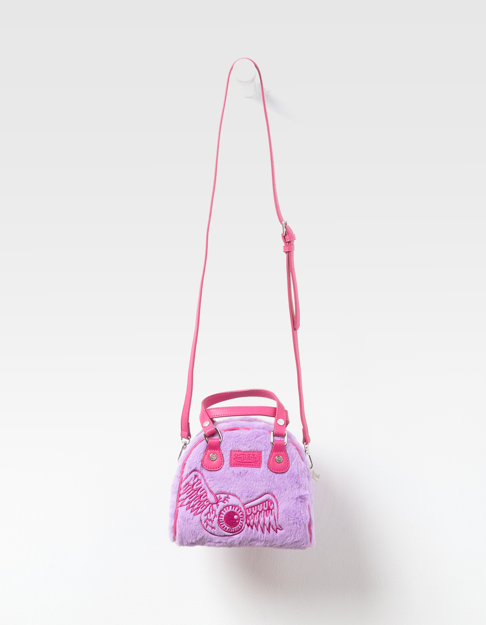 VON DUTCH Furry Bowling Bag - LAVENDAR