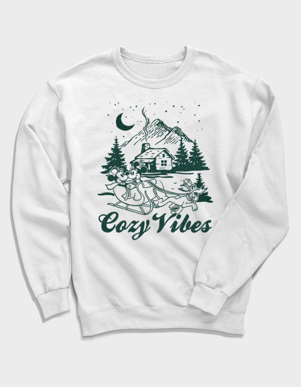 DISNEY Cozy Vibes Cabin Unisex Crewneck Sweatshirt - WHITE