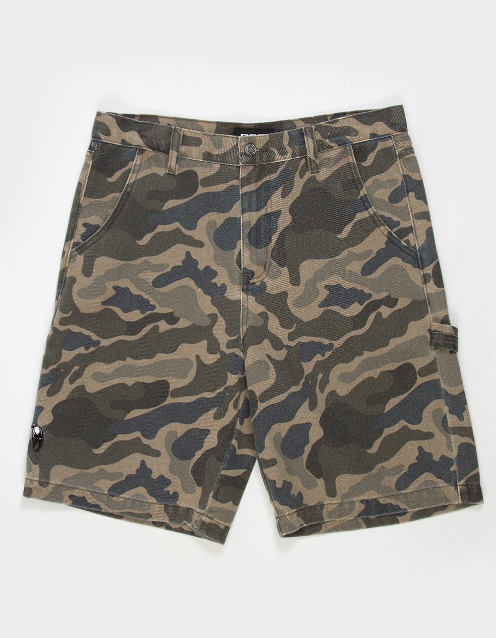 RSQ Mens Loose Embroidered Twill Utility Shorts - CAMO BLACK