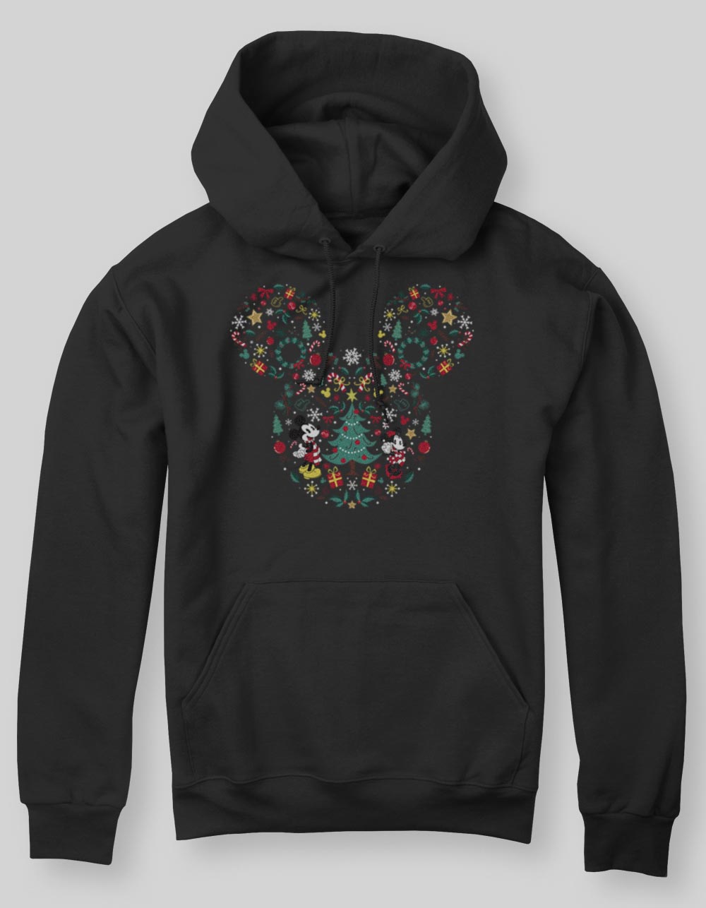 DISNEY Holiday Icon Ear Fill Unisex Christmas Hoodie - BLACK
