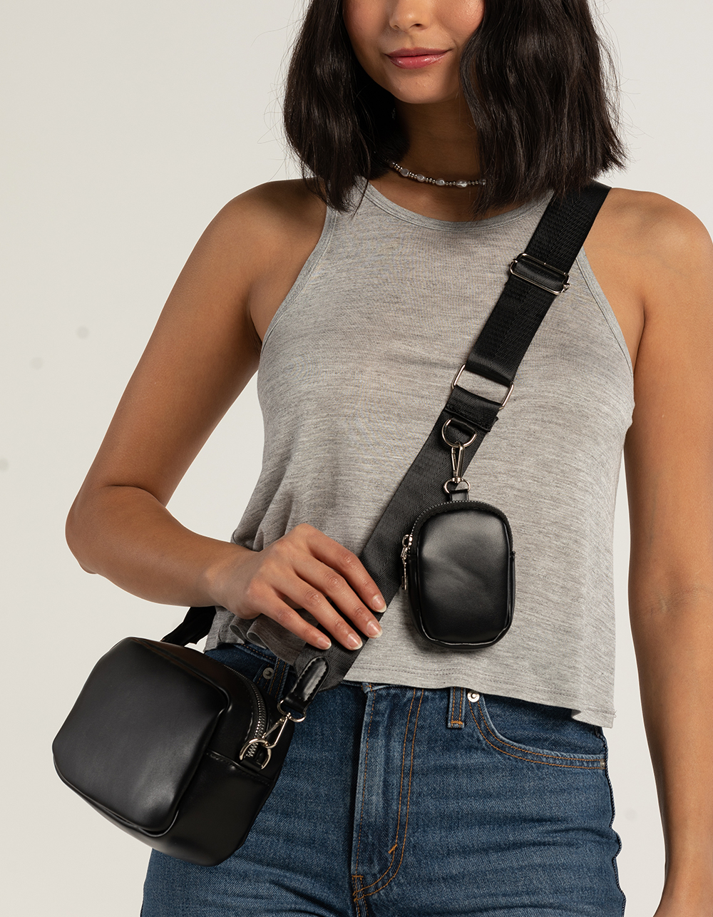 Smooth Double Pouch Crossbody Bag