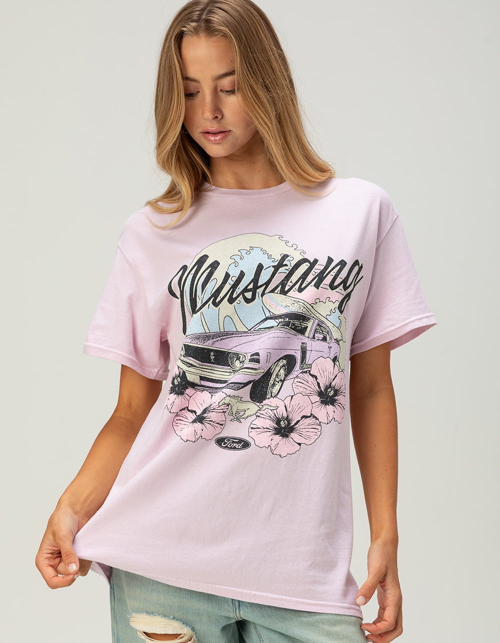 FORD Mustang Womens Boyfriend Tee - PINK