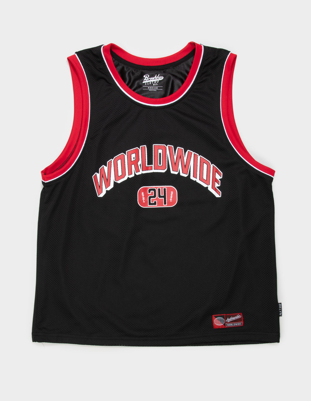BROOKLYN CLOTH Worldwide Mens Mesh Basketball Jersey - BLACK
