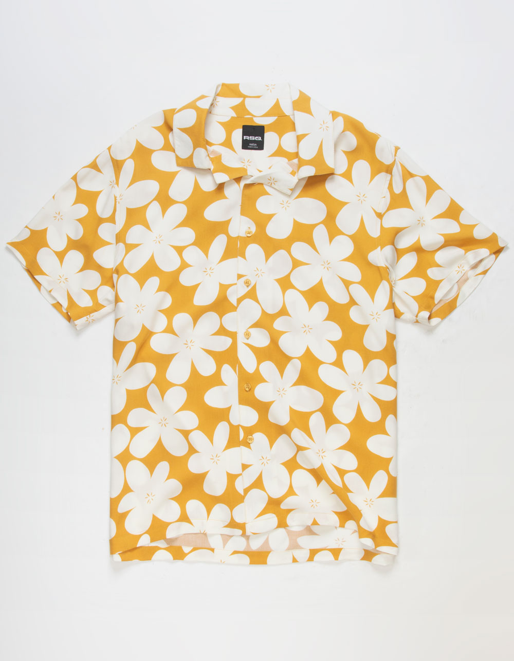 RSQ Mens Far Out Floral Button Up Shirt - GOLD