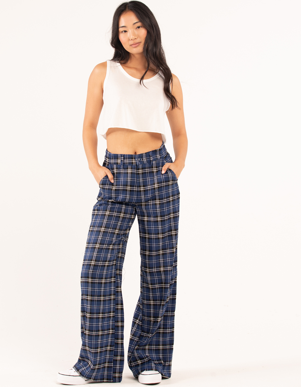Review Wrong feminine wide leg plaid trousers Deadlock South Accurate