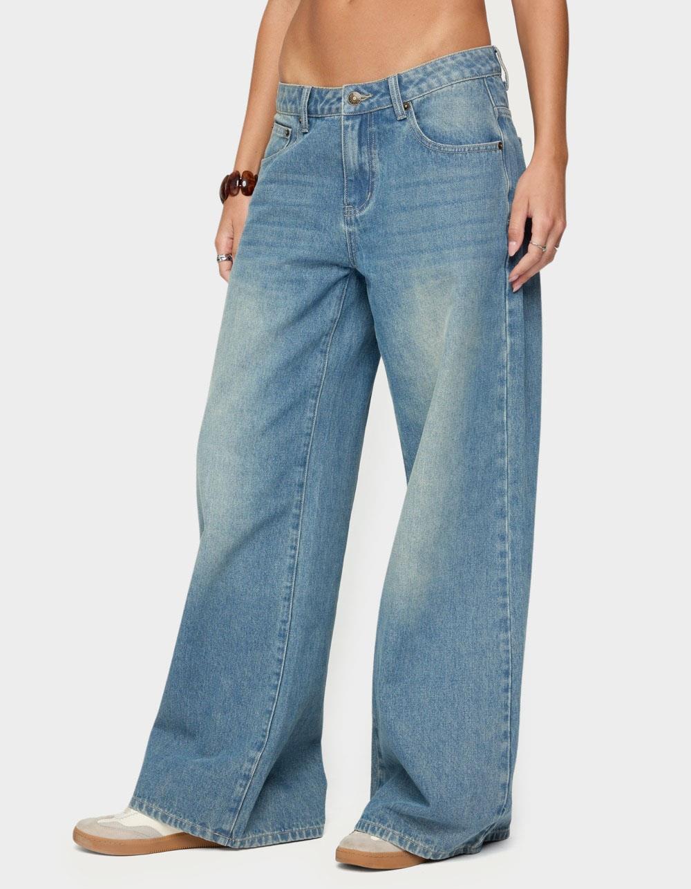 ◆2000Archives◆ ADDICTED DENIM VINTAGE BLUE 2A25D1PT03BL EDIKTED Graphic Vintage Washed Low Rise Jeans - BLUE - M