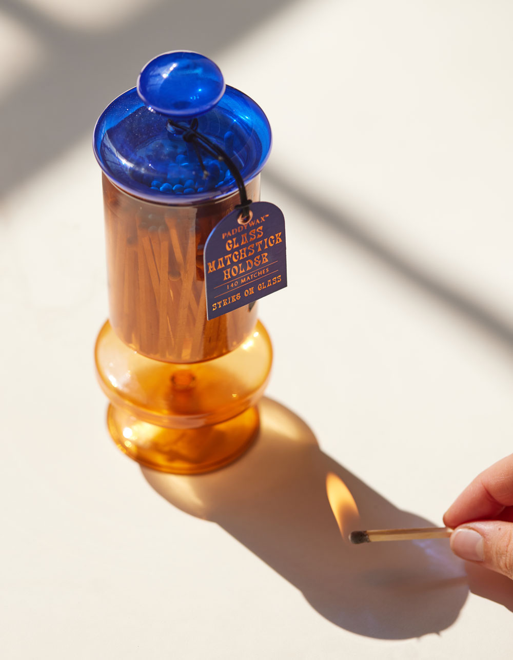 PADDYWAX Glass Matchstick Holder ORANGE Tillys