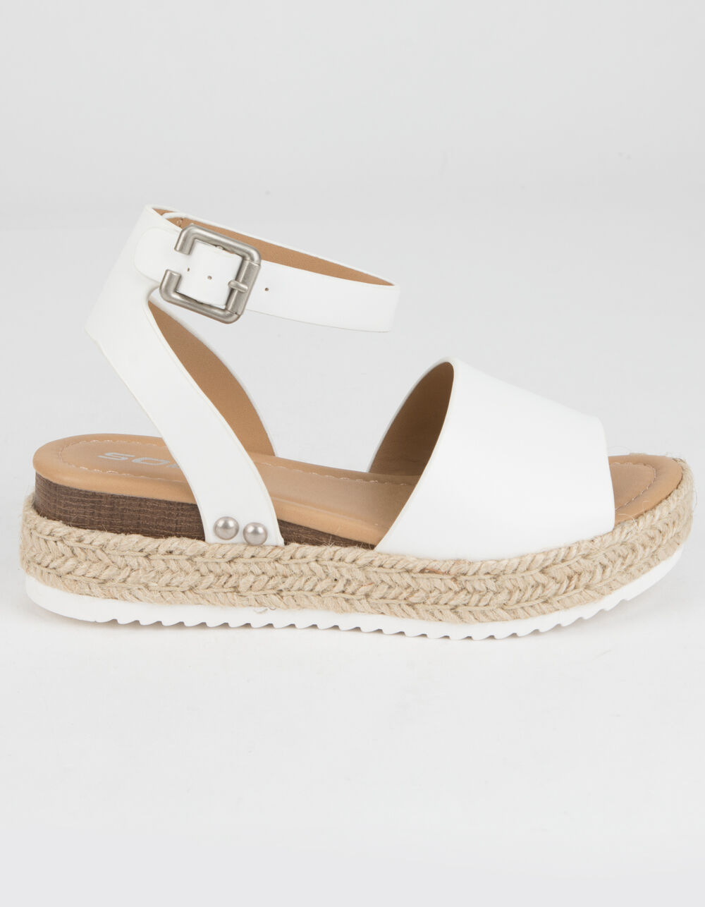 SODA Ankle Strap Girls White Espadrille Flatform Sandals - WHITE | Tillys